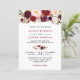 Invitación Acuarela Borgoña Rojo Floral Rustico Boho Boda (Anverso de pie)