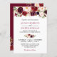 Invitación Acuarela Borgoña Rojo Floral Rustico Boho Boda (Anverso / Reverso)
