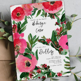 Invitación Acuarela Botánica Boda floral de anémona rosa