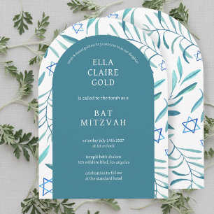 Invitación Acuarela Botánica Estrella de David Bar Bat Mitzva