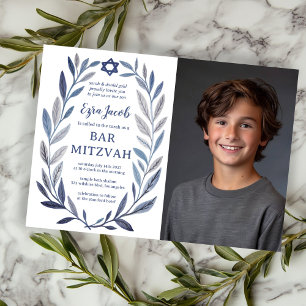 Invitación Acuarela Botánica FOTO PERSONALIZADA Bar Mitzvah