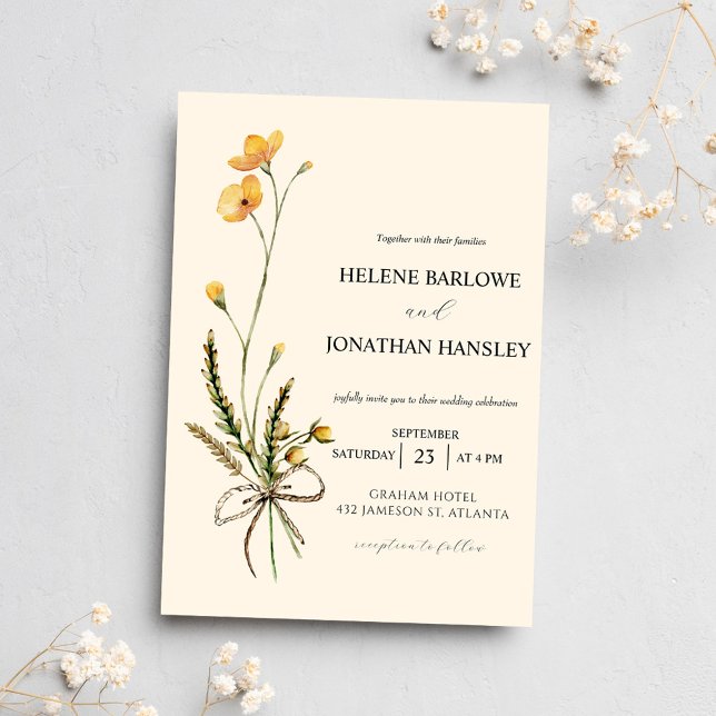 Invitación Acuarela Botánica Moderna Boda Rustica Elegante (Botanical Watercolor Modern Rustic Elegant Wedding Invitation)