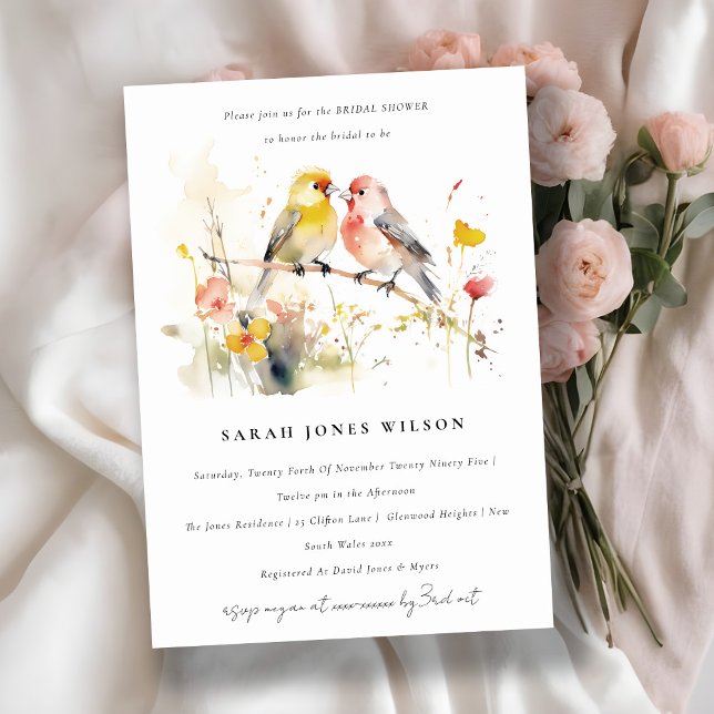 Invitación Acuarela Botánica Salvaje Amor Aves Ducha Bridal (Subido por el creador)