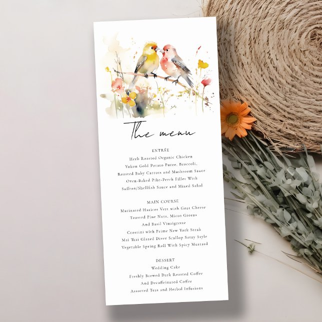Invitación Acuarela Botánica salvaje Amor Aves Menú Boda (Subido por el creador)
