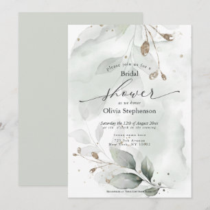 Invitación Acuarela Bridal Shower Rustic Foliage Invitatia
