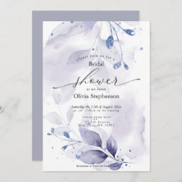 Invitación Acuarela Bridal Shower Rustic Violet Foliage