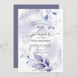 Invitación Acuarela Bridal Shower Rústica Violeta Foliage In