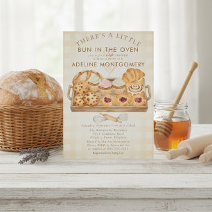 Invitación Acuarela Bun in the Oven Bakery Baby Shower