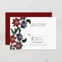 Acuarela Burgundy Blue Vintage Floral Kraft RSVP