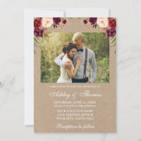 Acuarela Burgundy Boda de fotografía floral Kraft