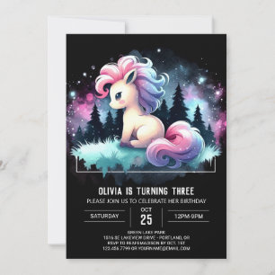 Invitación Acuarela Caballo Simple Cumpleaños