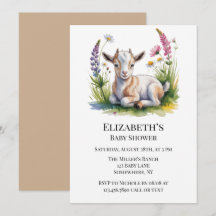 Acuarela Cabrito con Flores Silvestres Baby Shower
