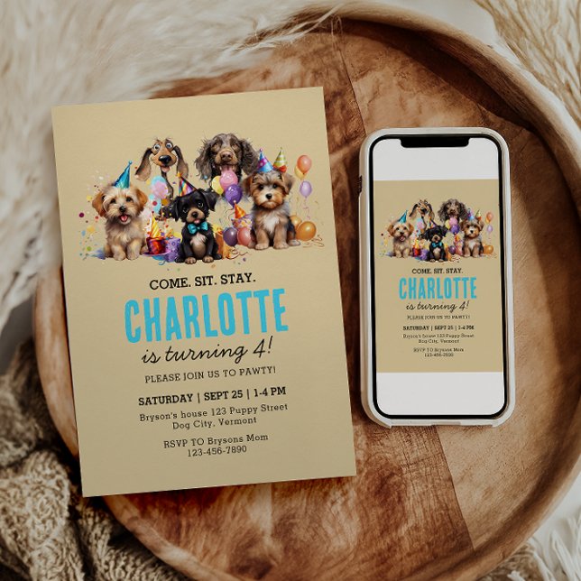 Invitación Acuarela Cachorro de perro travieso cumpleaños (Subido por el creador)