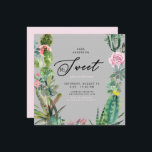 Invitación Acuarela Cactus Dulce Rosa y Gris 16 Cumpleaños<br><div class="desc">Acuarela Cacti. Gris y rosado. Dulce 16 Invitación de fiesta de cumpleaños</div>