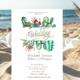 Invitación Acuarela Cactus Polka Dots Boda