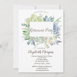 Invitación Acuarela Cactus Suculent Dots Retirement