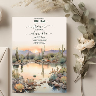 Invitación Acuarela Cactus Suculentas Desayuno de Novia