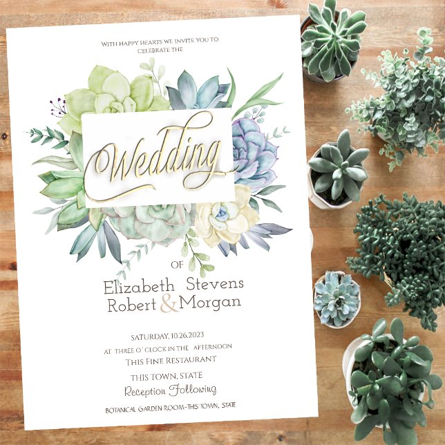 Invitación Acuarela Cactus Suculentas Polka Dots Boda (Subido por el creador)