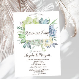 Invitación Acuarela Cactus Suculentas Puntos Jubilación
