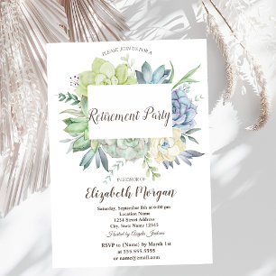 Invitación Acuarela Cactus Suculentas Puntos Jubilación