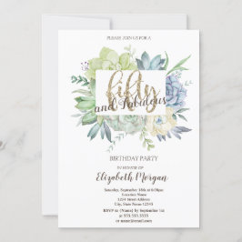 Invitación Acuarela Cactus Suculents Polka Dots 50th