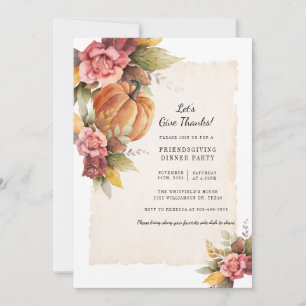 Invitación Acuarela Calabaza Día de Acción de Gracias de Amig