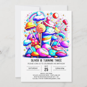 Invitación Acuarela Candyland Cumpleaños