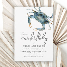 Invitación Acuarela Cangrejo Azul Mariscos 75º cumpleaños