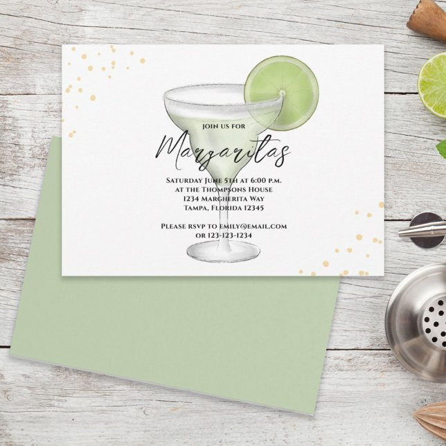 Invitación Acuarela caprichosa Margarita Lime Calligraphy (Subido por el creador)