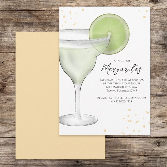 Invitación Acuarela caprichosa Margarita Lime Calligraphy (Subido por el creador)