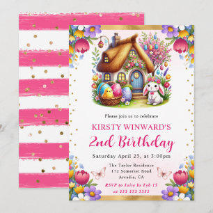 Invitación Acuarela Casa de Pascua de Primavera Cumpleaños