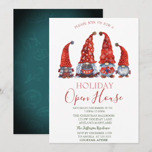 Invitación Acuarela Casitas Abiertas Gnomos Adorables