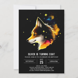 Invitación Acuarela Celestial Wolf Cub Howthday