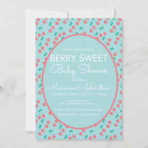 Invitación Acuarela Cerezas Fruta Bayas Rosa Baby Shower