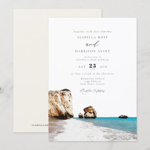 Invitación Acuarela Chipre Aphrodite Beach Ocean Boda