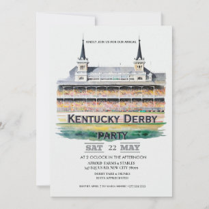 Invitación Acuarela Churchill Downs Dobles Torres de Kentucky