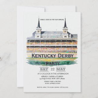 Invitación Acuarela Churchill Downs Dobles Torres de Kentucky
