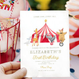 Invitación Acuarela Circo Rojo Carnaval Cumpleaños del bebé