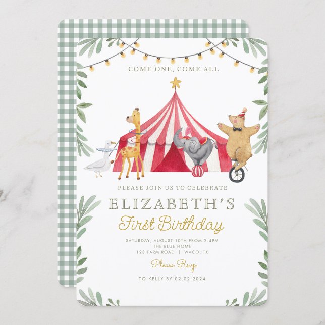 Invitación Acuarela Circo Rojo Carnaval Cumpleaños del bebé (Subido por el creador)