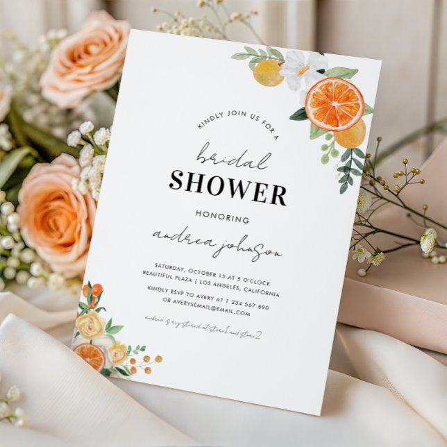 Invitación Acuarela Citrus Floral Blossom Bridal Shower (Subido por el creador)