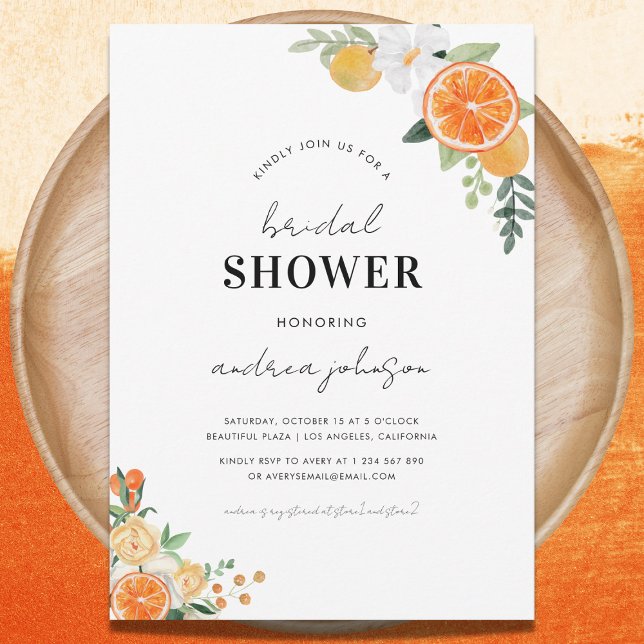 Invitación Acuarela Citrus Floral Blossom Bridal Shower (Subido por el creador)