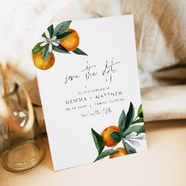 Invitación Acuarela Citrus Naranja Floral Guardar fecha
