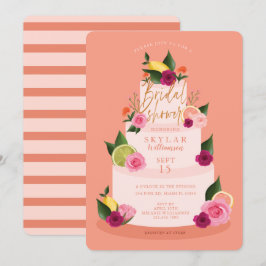 Invitación Acuarela Citus Floral 3 niveles Ducha de novia