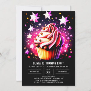 Invitación Acuarela Cocina Pequeño Chica de Muffin Cumpleaños