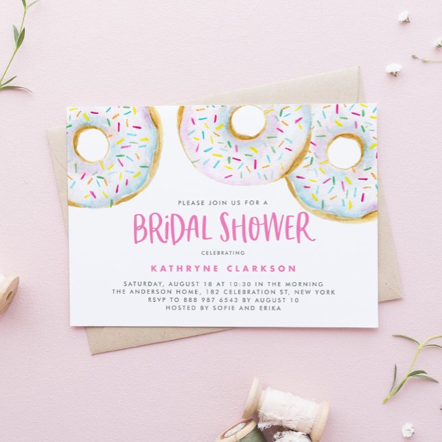 Invitación Acuarela Color blanco salpicar Donuts Ducha Bridal (Subido por el creador)