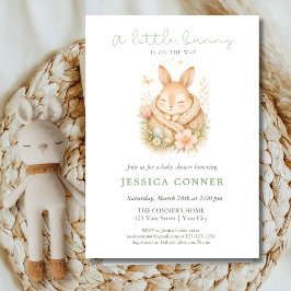Invitación Acuarela Conejito De Camino Baby Shower