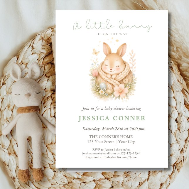 Invitación Acuarela Conejito De Camino Baby Shower (Subido por el creador)