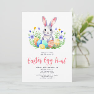 Invitación Acuarela Conejo Conejo Huevos de Pascua