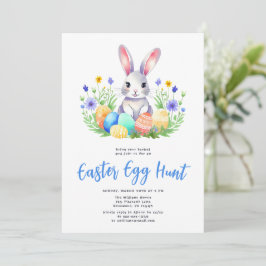 Invitación Acuarela Conejo Conejo Huevos de Pascua