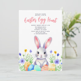 Invitación Acuarela Conejo Conejo Huevos de Pascua